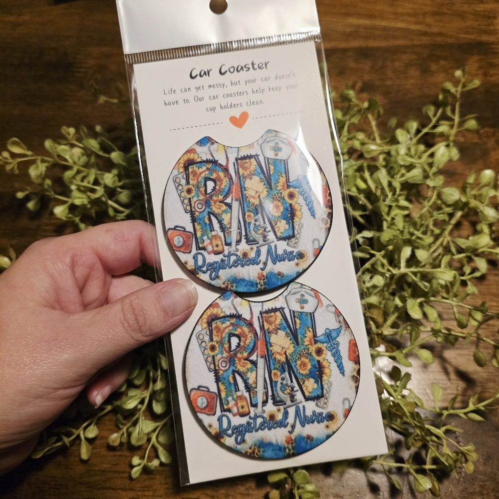 Colorful Registered Nurse Car Coaster Set